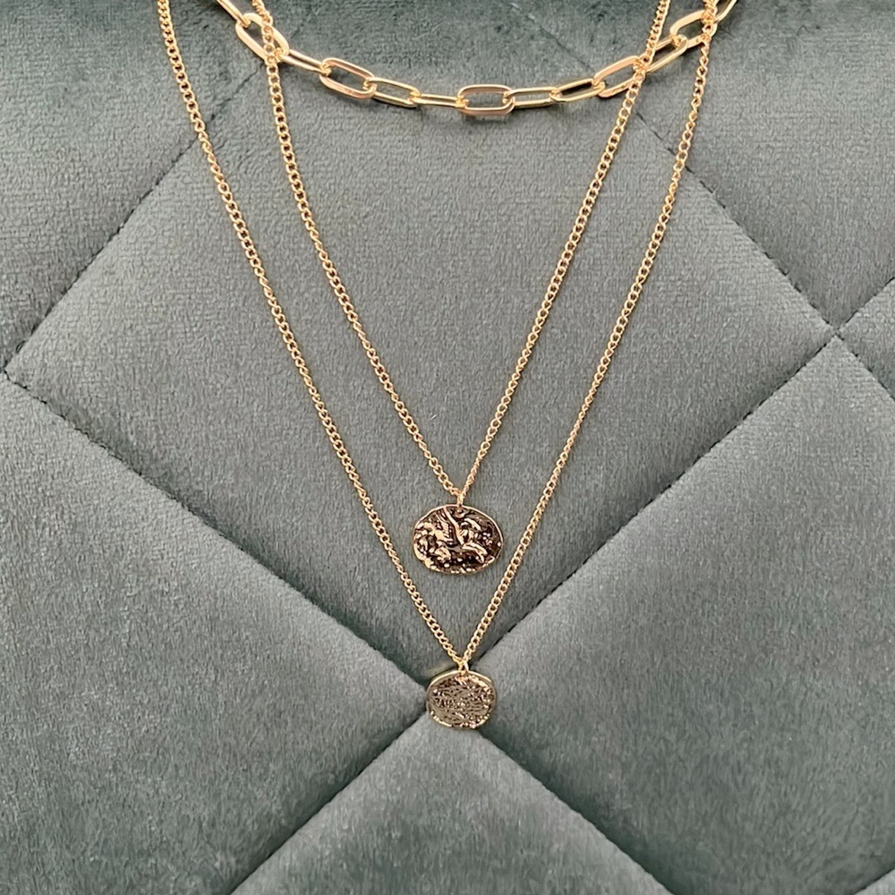 New - triple strand gold layered necklace